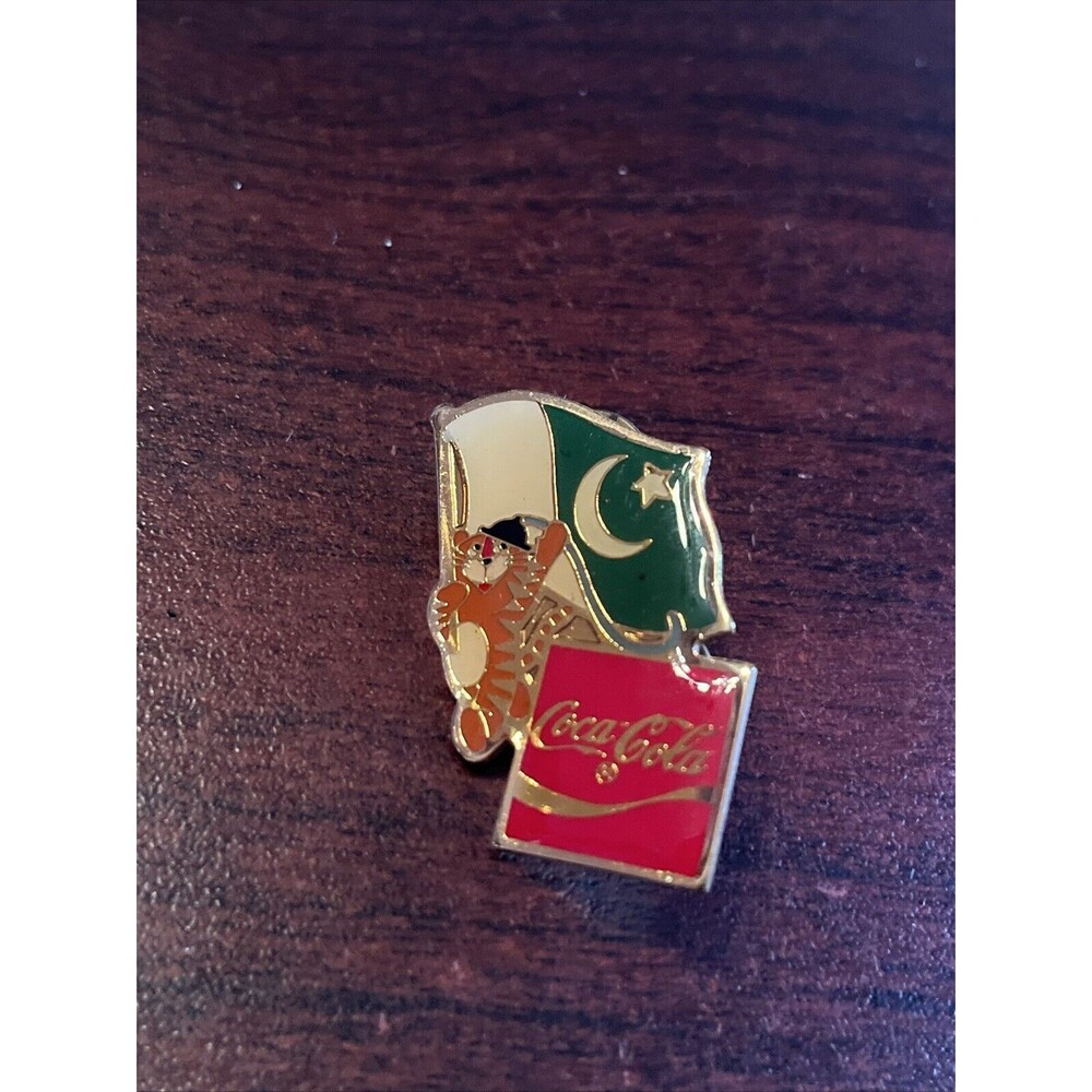 Vintage 1988 Seoul Olympics Coca‎ Cola Hodori Tiger Pakistan Flag Lapel Pin